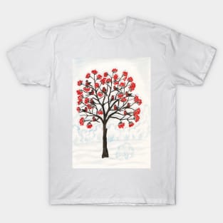 Bullfinches on rowan tree T-Shirt